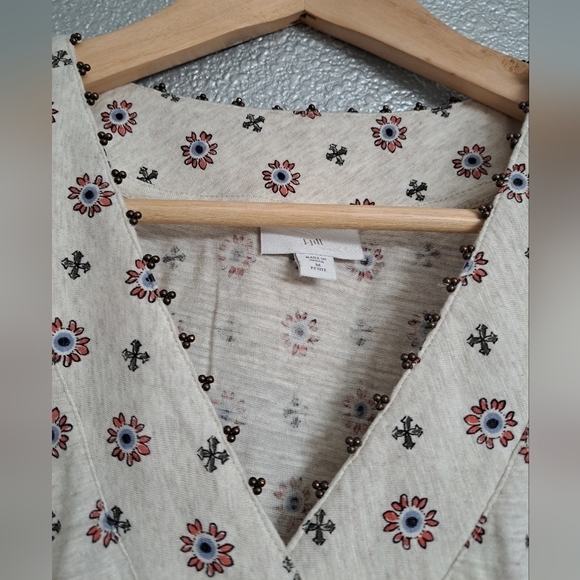 J. Jill Floral Sleeveless Beaded V-Neck Tunic  Size M - Picture 8 of 10